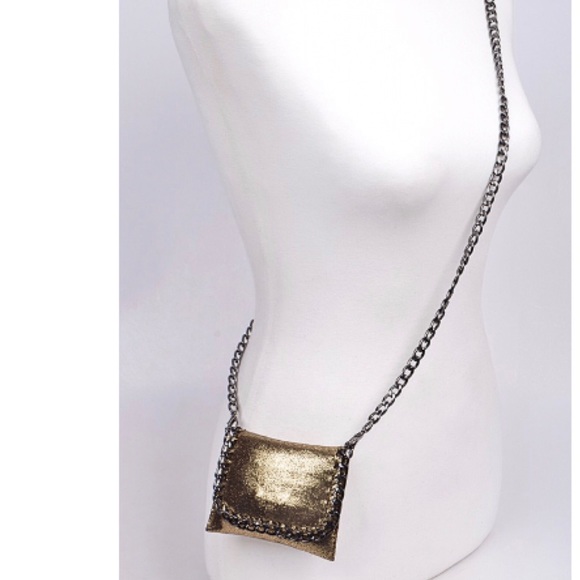 NEW Small Bronze Leather Chain Strap Bag - Picture 1 of 1